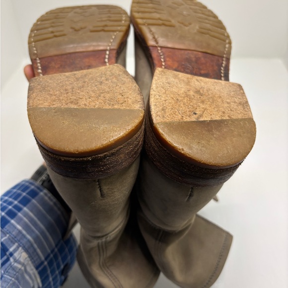 Frye Gray Leather Engineer Ankle Boots Size 8 Made in Mexico - Picture 10 of 14